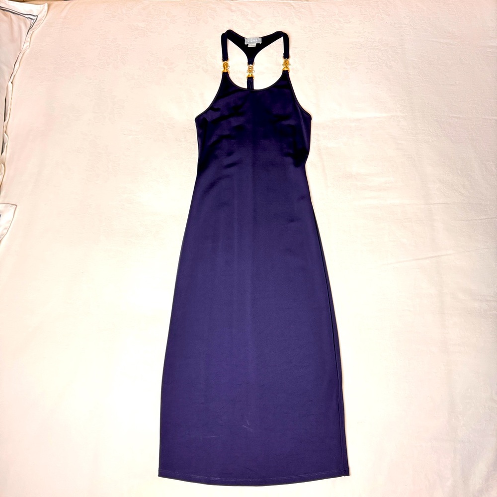 Finders Midi Navy Tank Dress with Gold Accents sz S